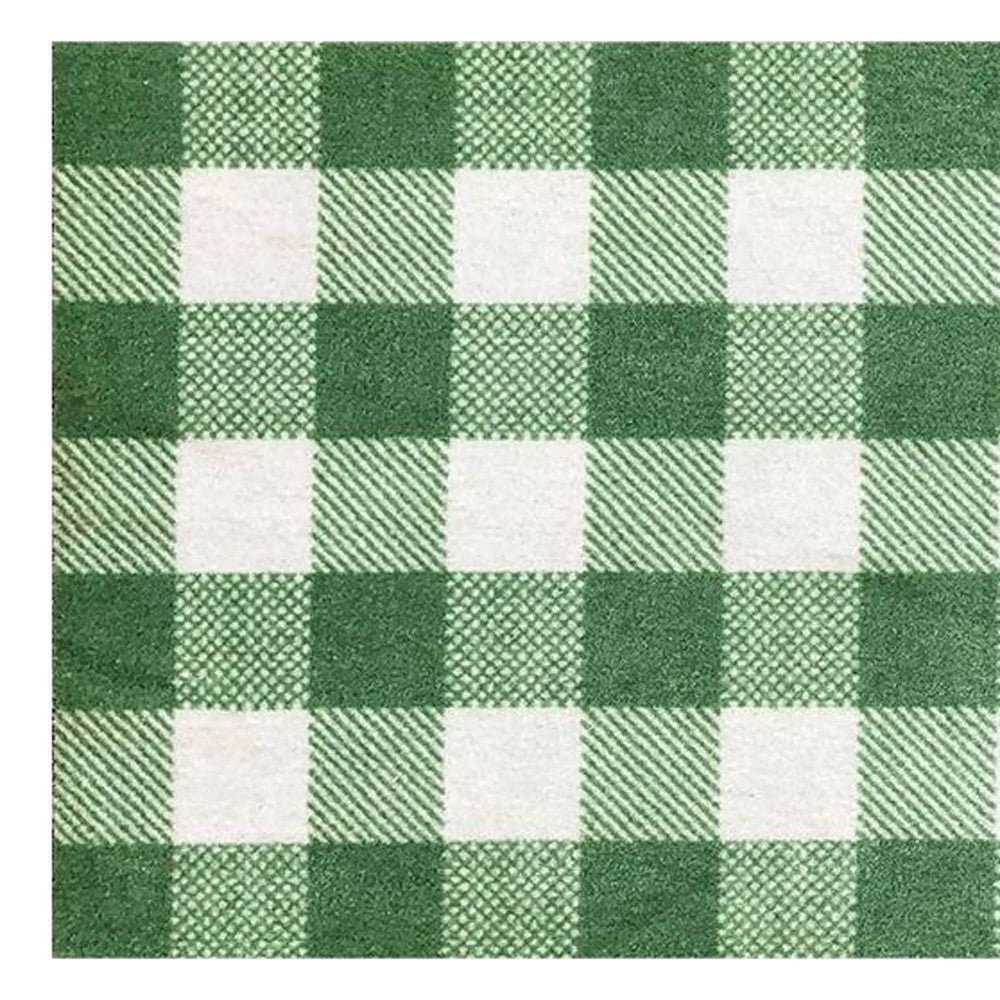 2' X 4' Green And White Plaid Tufted Washable Non Skid Area Rug