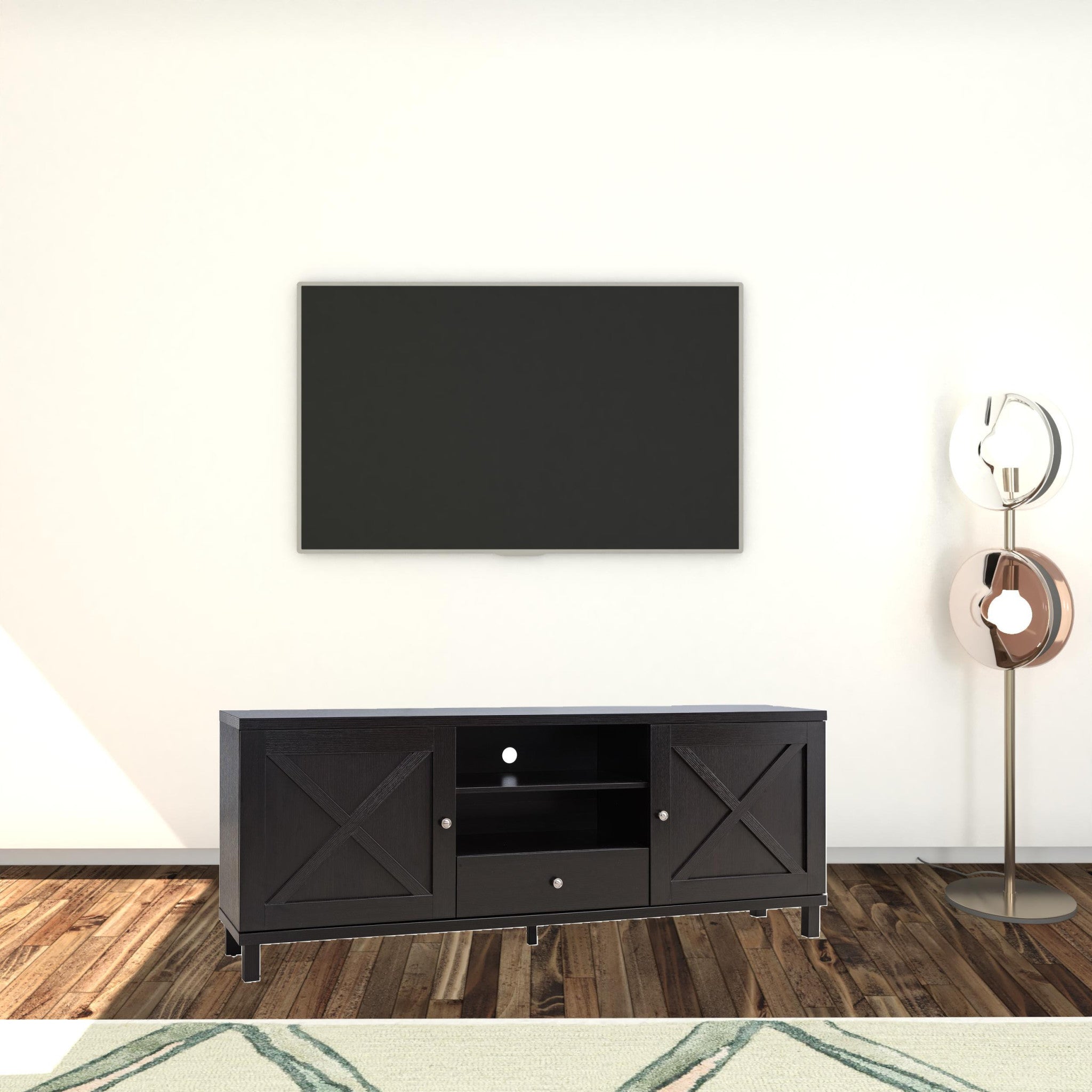 71" Red Cocoa Manufactured Wood Cabinet Enclosed Storage TV Stand