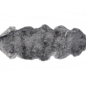 2' X 6' Dark Gray New Zealand Lambs Wool Handmade Area Rug
