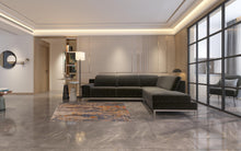 Gray Beige Blue And Yellow Abstract Power Loom Distressed Stain Resistant Area Rug - 4' x 6'