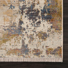 4' X 6' Gray And Ivory Abstract Power Loom Distressed Stain Resistant Area Rug