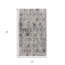 2' X 3' Cream And Gray Damask Stain Resistant Area Rug