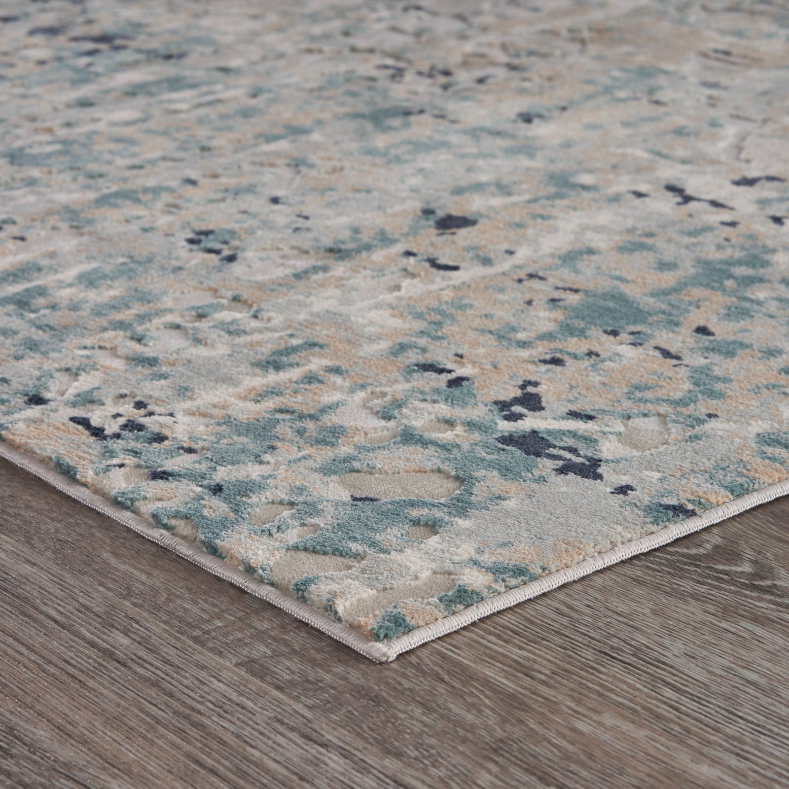8' Gray Blue Taupe And Cream Abstract Distressed Runner Rug