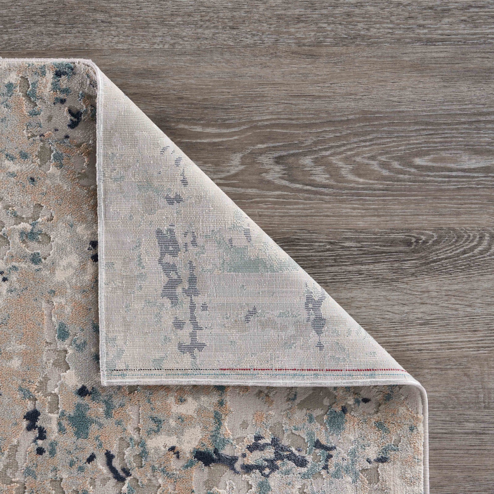 8' Gray Blue Taupe And Cream Abstract Distressed Runner Rug