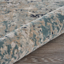 8' Gray Blue Taupe And Cream Abstract Distressed Runner Rug