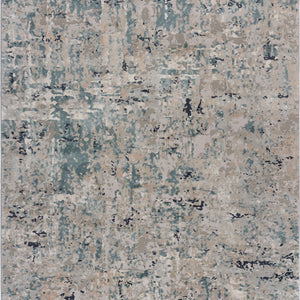 Gray Blue Taupe And Cream Abstract Distressed Stain Resistant Area Rug - 5' x 8'