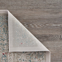 2' X 3' Gray Ivory Slate Blue And Wine Red Abstract Distressed Stain Resistant Area Rug