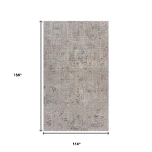 10' X 13' Gray Ivory Slate Blue And Wine Red Geometric Stain Resistant Area Rug