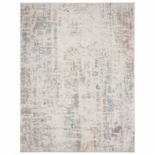 9 X 12' Gray Blue Taupe And Cream Abstract Distressed Stain Resistant Area Rug