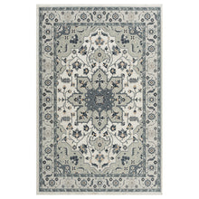 8' X 11' Gray Cream And Ivory Floral Stain Resistant Area Rug