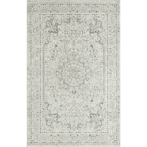 Ivory Gray And Taupe Floral Stain Resistant Area Rug - 2' x 3'