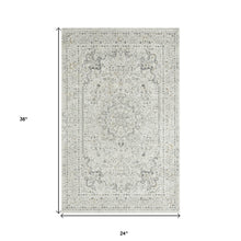 Ivory Gray And Taupe Floral Stain Resistant Area Rug - 2' x 3'