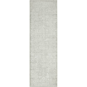 2' X 6' Ivory And Gray Floral Stain Resistant Area Rug