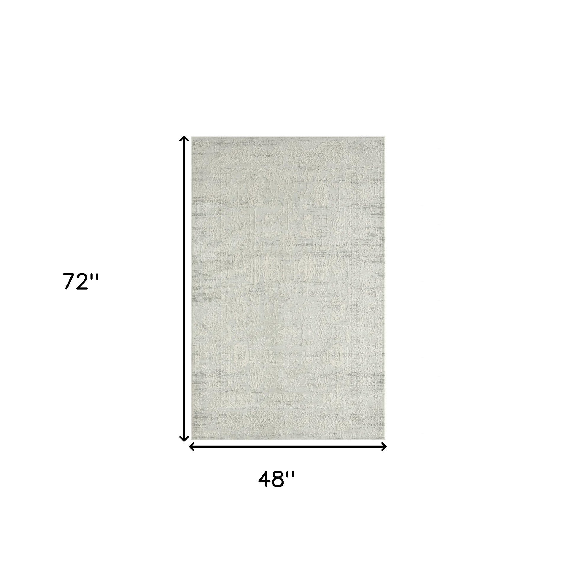4' X 6' Ivory And Gray Floral Stain Resistant Area Rug