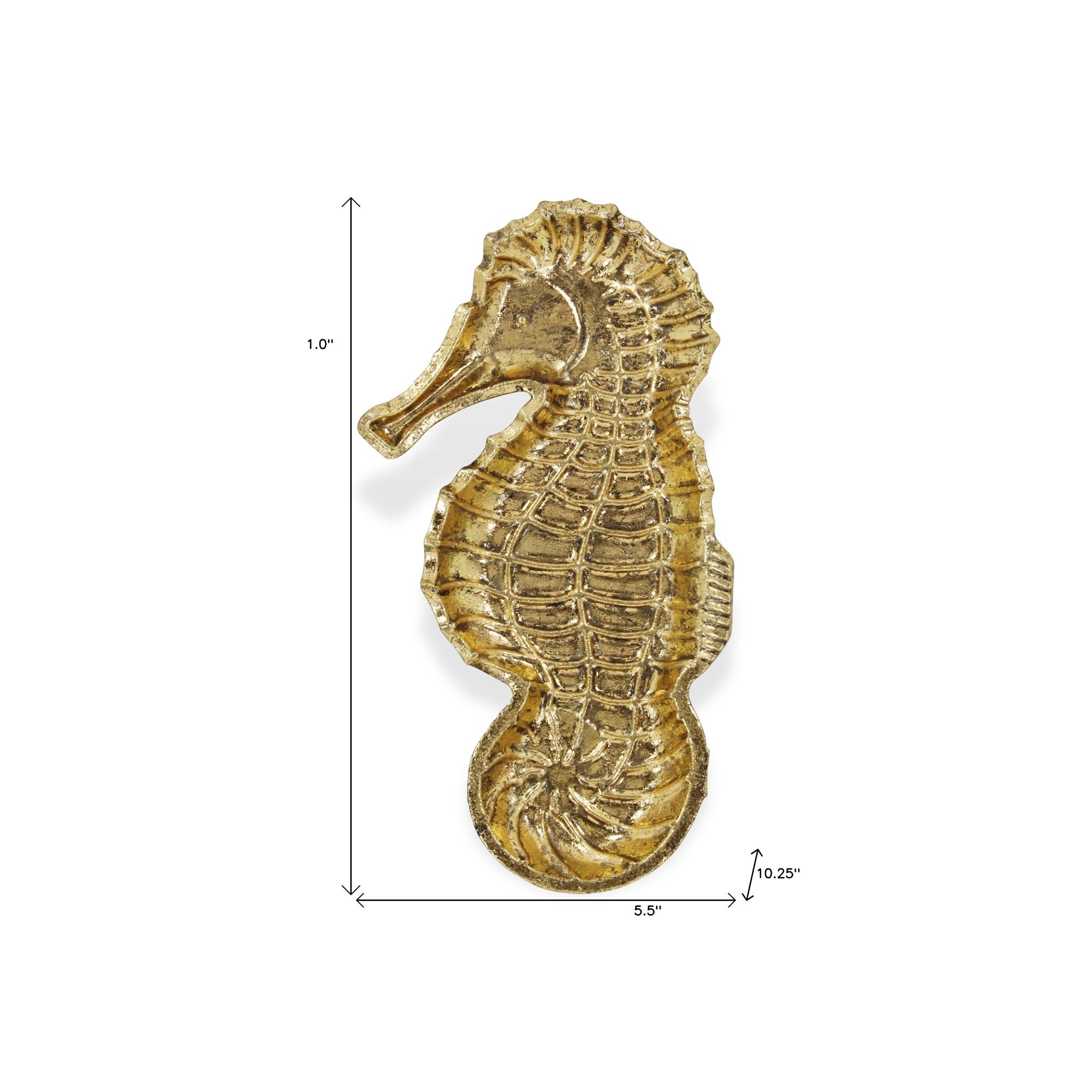6" Gold Sea Horse Metal Handmade Tray
