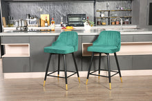 兩把 35 英寸綠色和黑色吧台高度椅子一套