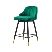 兩把 35 英寸綠色和黑色吧台高度椅子一套
