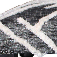 Gray And White Geometric Cotton Upholstered Distressed Bench 47