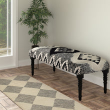 Black And White Black Leg Southwest Upholstered Bench 47
