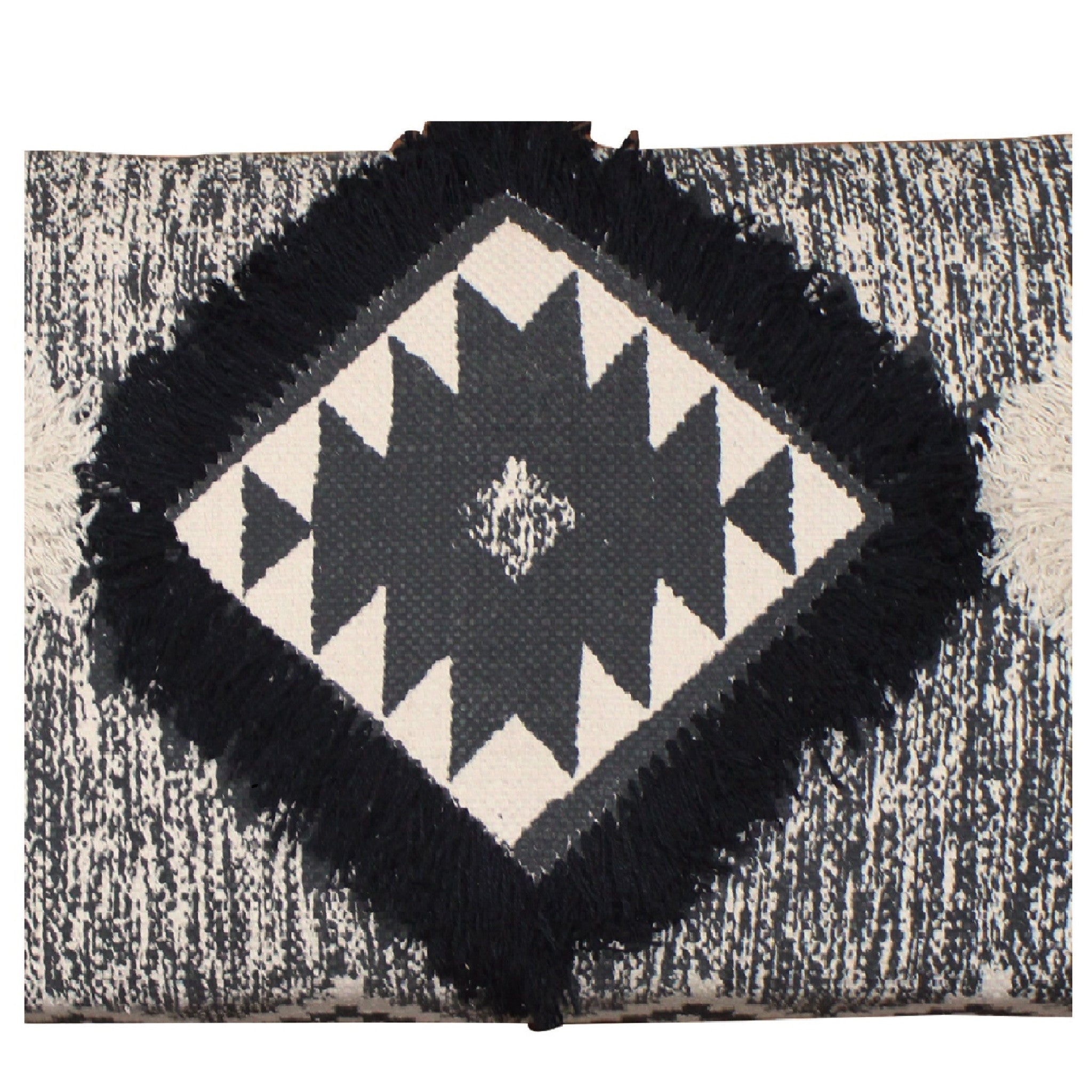 Black And White Black Leg Southwest Upholstered Bench 47"