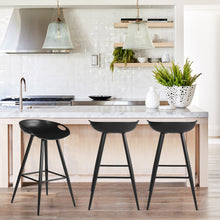 兩件套 32 英寸黑色低背吧台高吧椅帶腳踏板