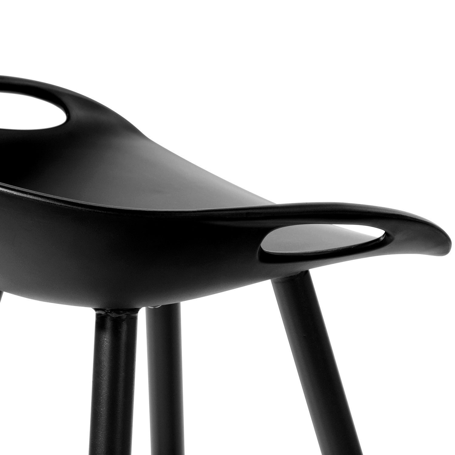 Set Of Two 29" Black Steel Backless Counter Height Bar Chairs With Footrest