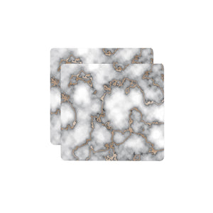 Set of Two Gray and Gold Abstract Cork Square Indoor Outdoor Placemats