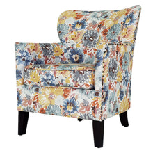 Blue Yellow And Brown Blend Floral Arm Chair 29