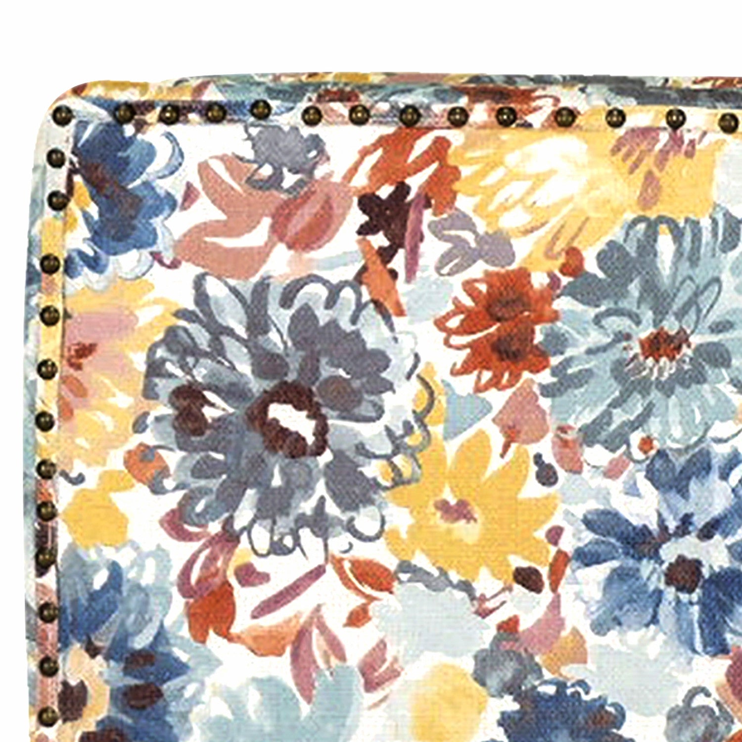 Blue Yellow And Brown Blend Floral Arm Chair 29"