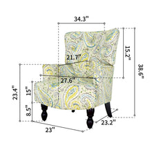 Sillón Paisley de mezcla de poliéster marrón y hierba de limón aguamarina de 28