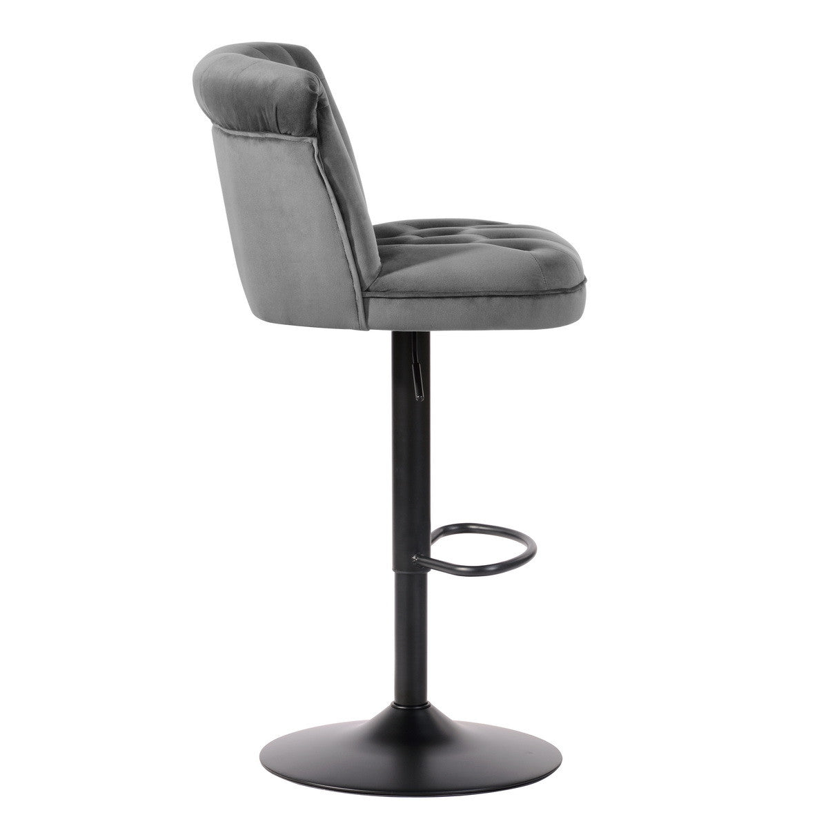 Set Of Two 45" Gray And Black Swivel Low Back Adjustable Height Bar Chairs With Footrest