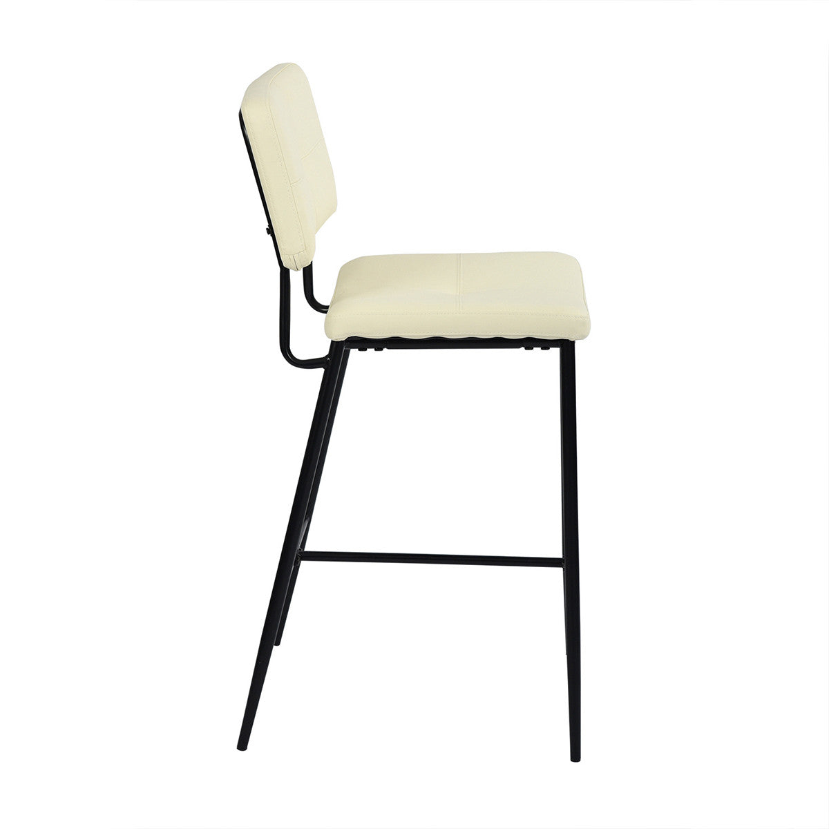 兩件套 39 英寸奶油色人造皮革和黑色低背吧高吧椅