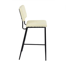 兩件套 39 英寸奶油色人造皮革和黑色低背吧高吧椅