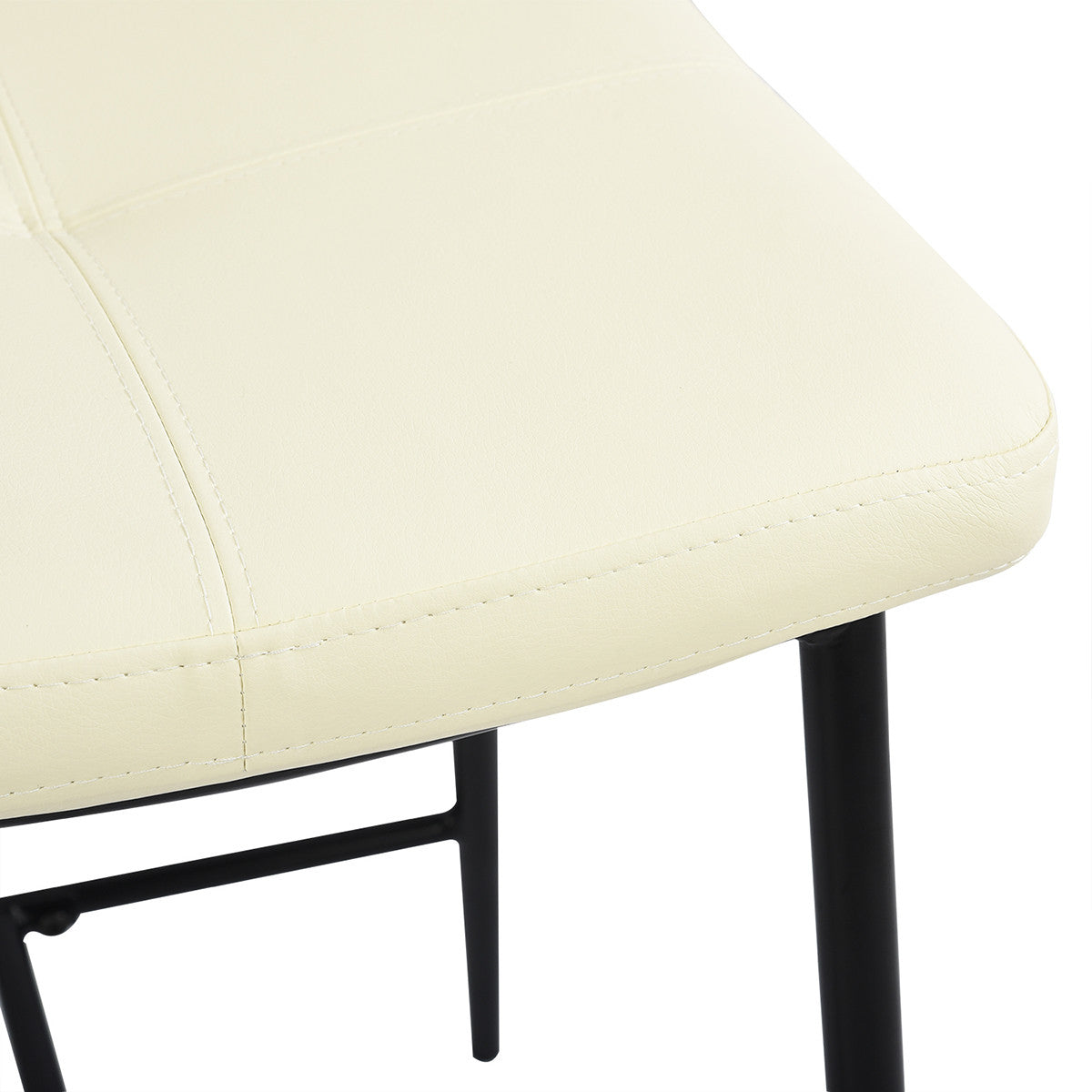 兩件套 36 英寸奶油色人造皮革和黑色低背吧檯椅