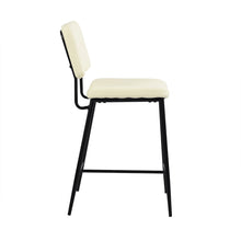 兩件套 36 英寸奶油色人造皮革和黑色低背吧檯椅