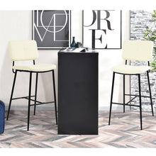 兩件套 41 英寸奶油色人造皮革和黑色低背吧高吧椅