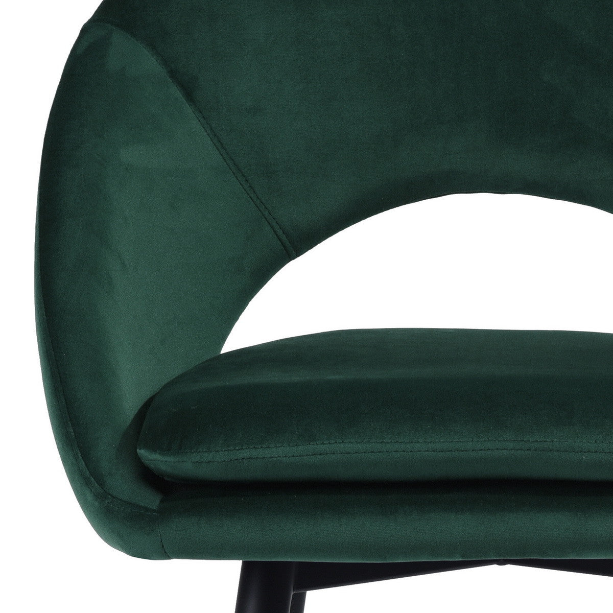 Set Of Two 39" Green And Black Velvet Counter Height Bar Chairs With Footrest