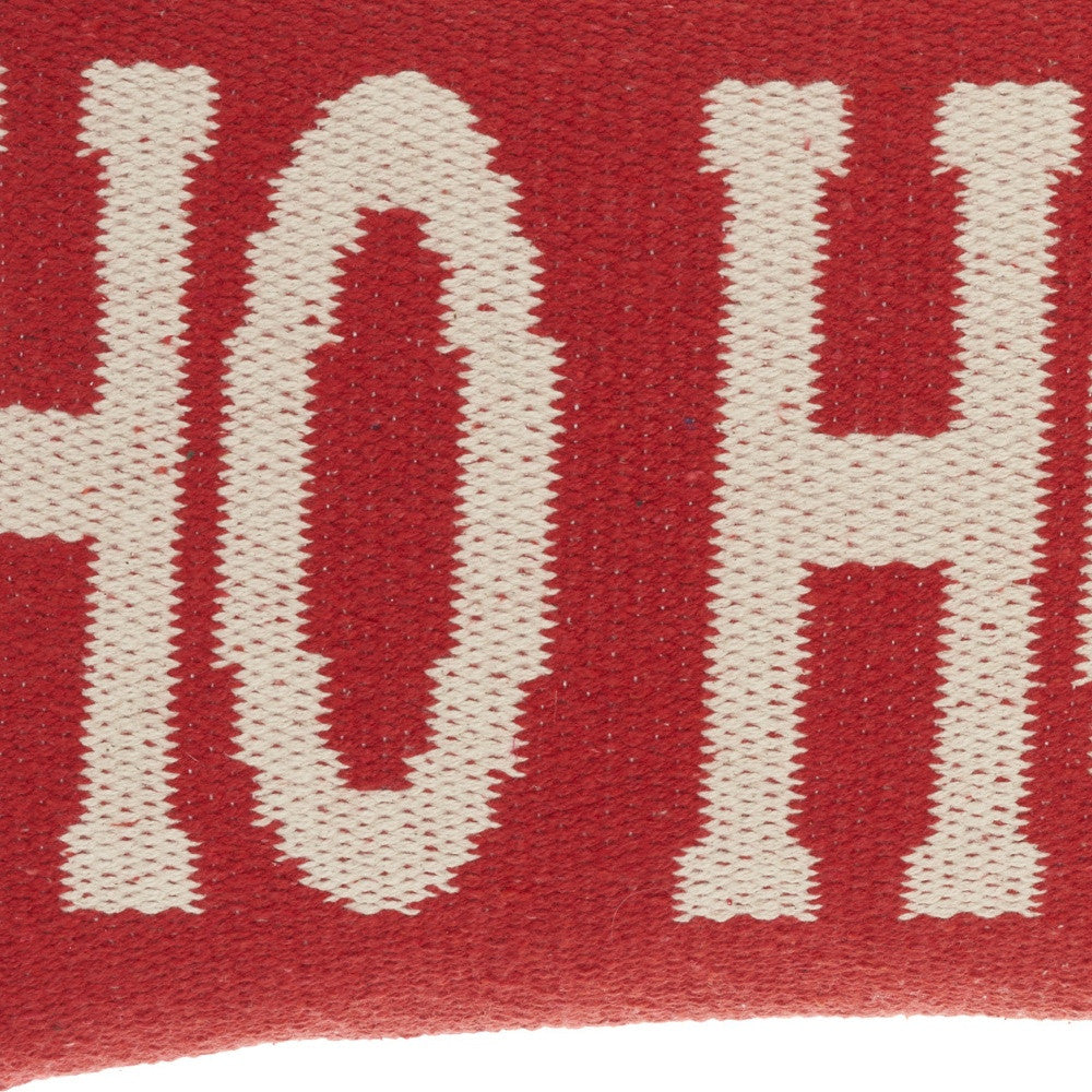 12" X 22" Red Zippered Handmade 100% Cotton Christmas Throw Pillow