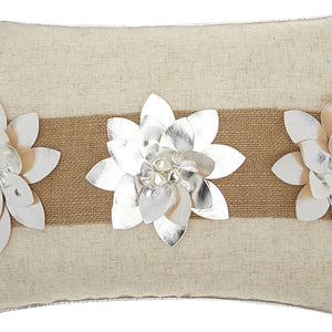 12" X 18" Silver Zippered Polyester Christmas Throw Pillow