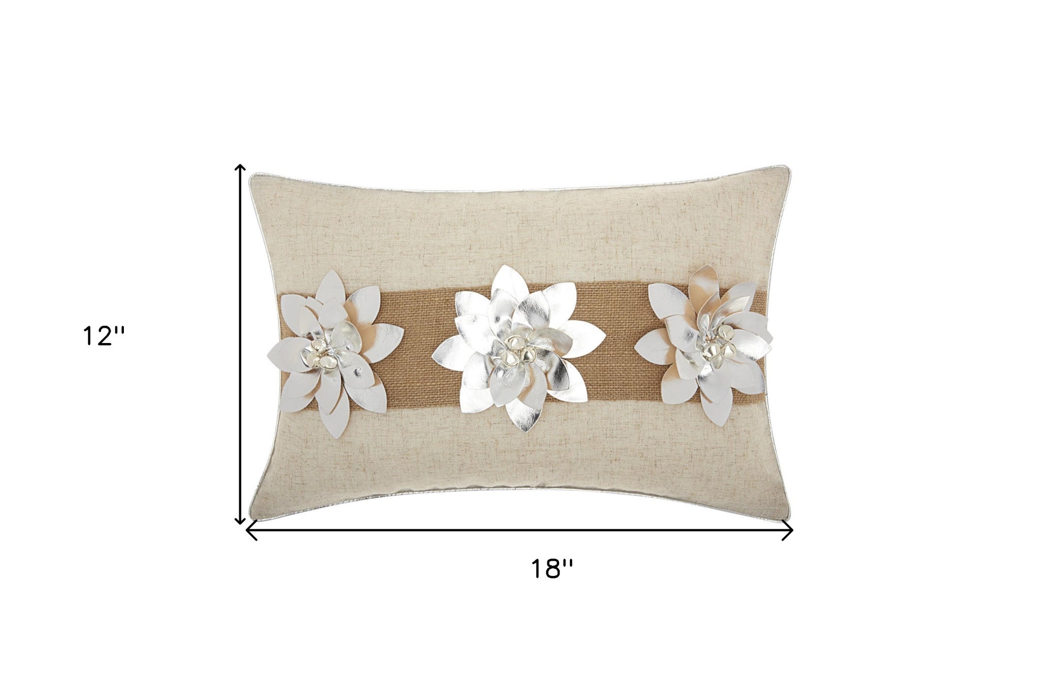 12" X 18" Silver Zippered Polyester Christmas Throw Pillow