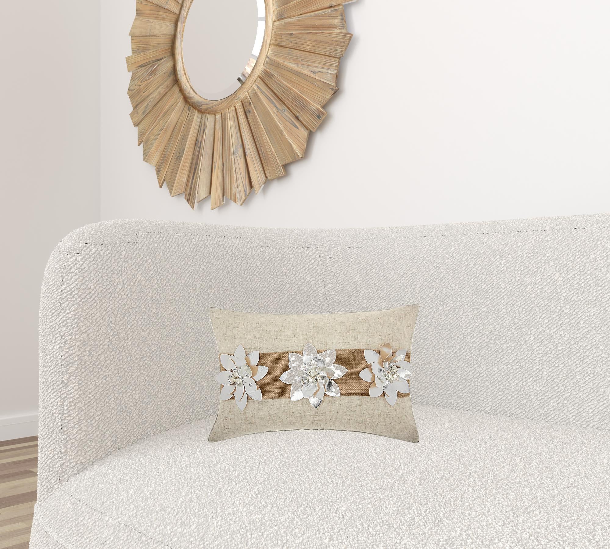 12" X 18" Silver Zippered Polyester Christmas Throw Pillow