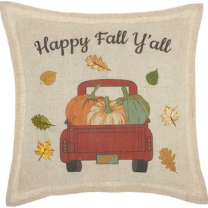 18" X 18" Beige Thanksgiving Linen Blend Blown Seam Pillow