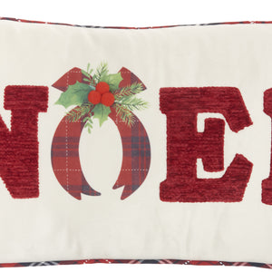 12" X 22" Red Zippered Handmade Polyester Christmas Throw Pillow