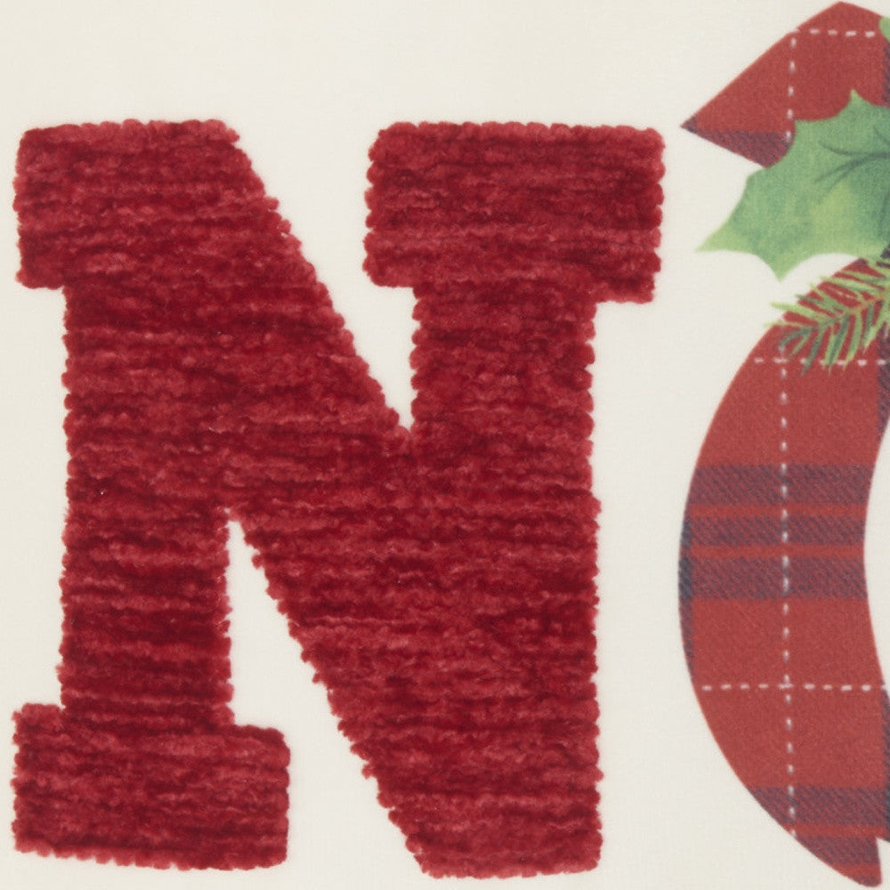 12" X 22" Red Zippered Handmade Polyester Christmas Throw Pillow