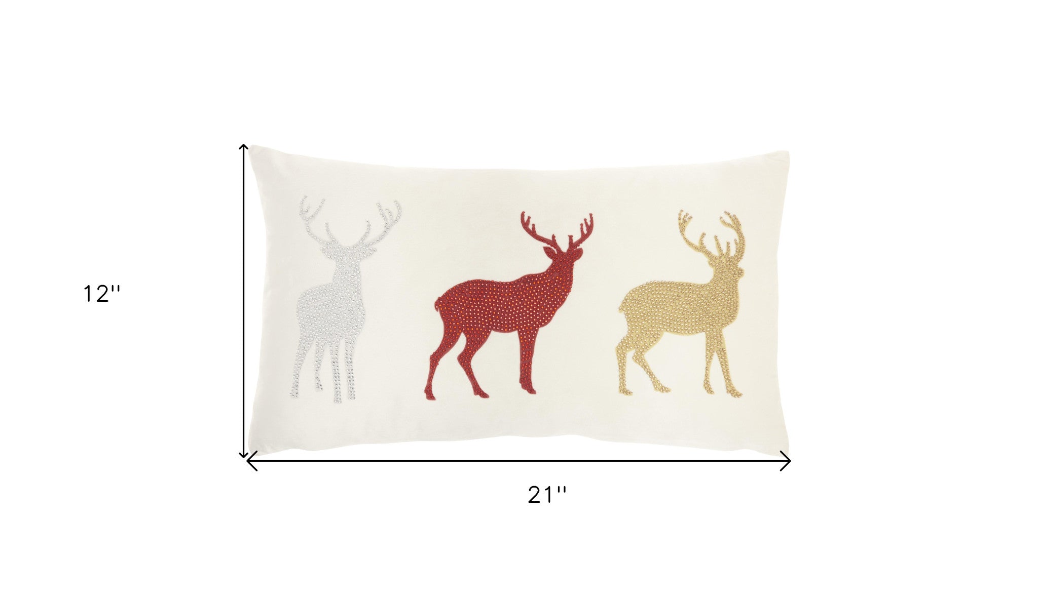 12" X 21" Red Zippered Handmade Polyester Christmas Throw Pillow