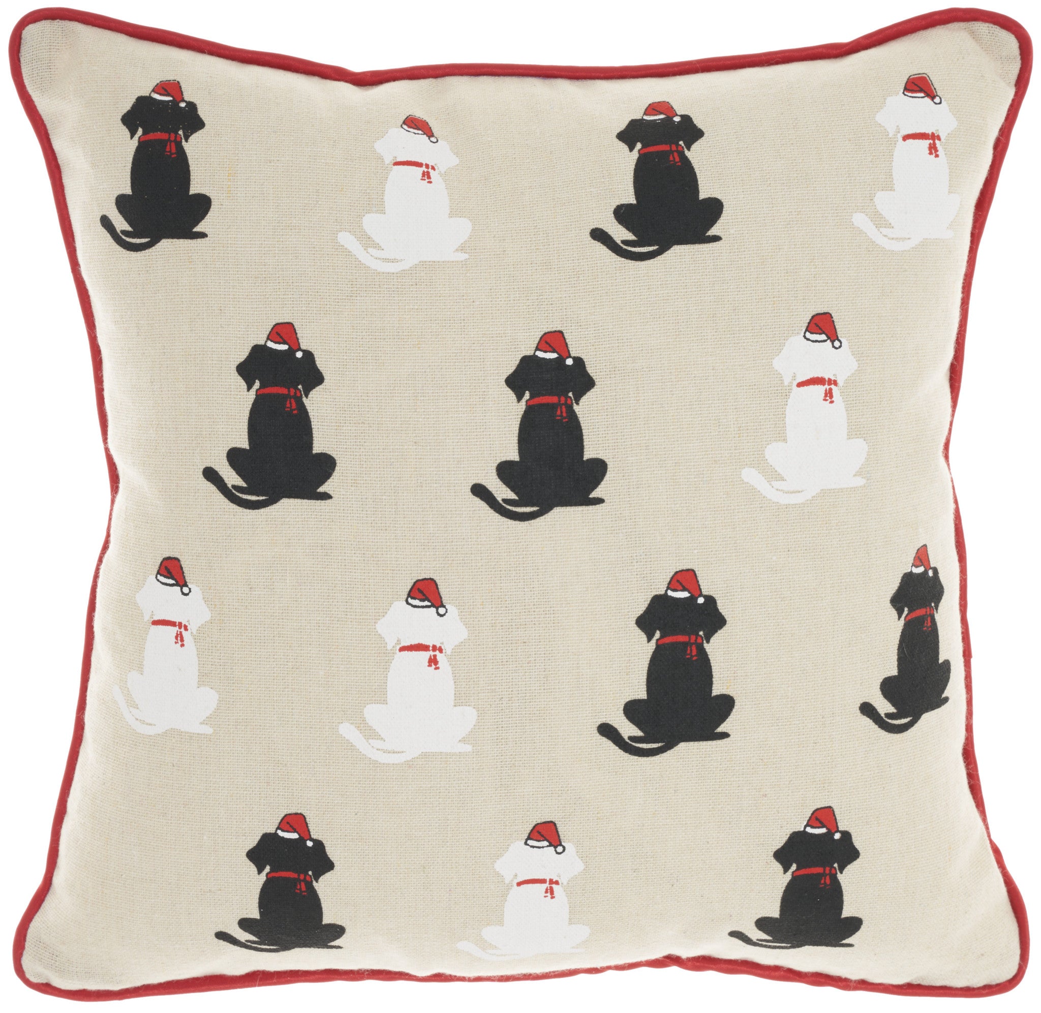 12" X 12" Natural Zippered Handmade Polyester Christmas Throw Pillow