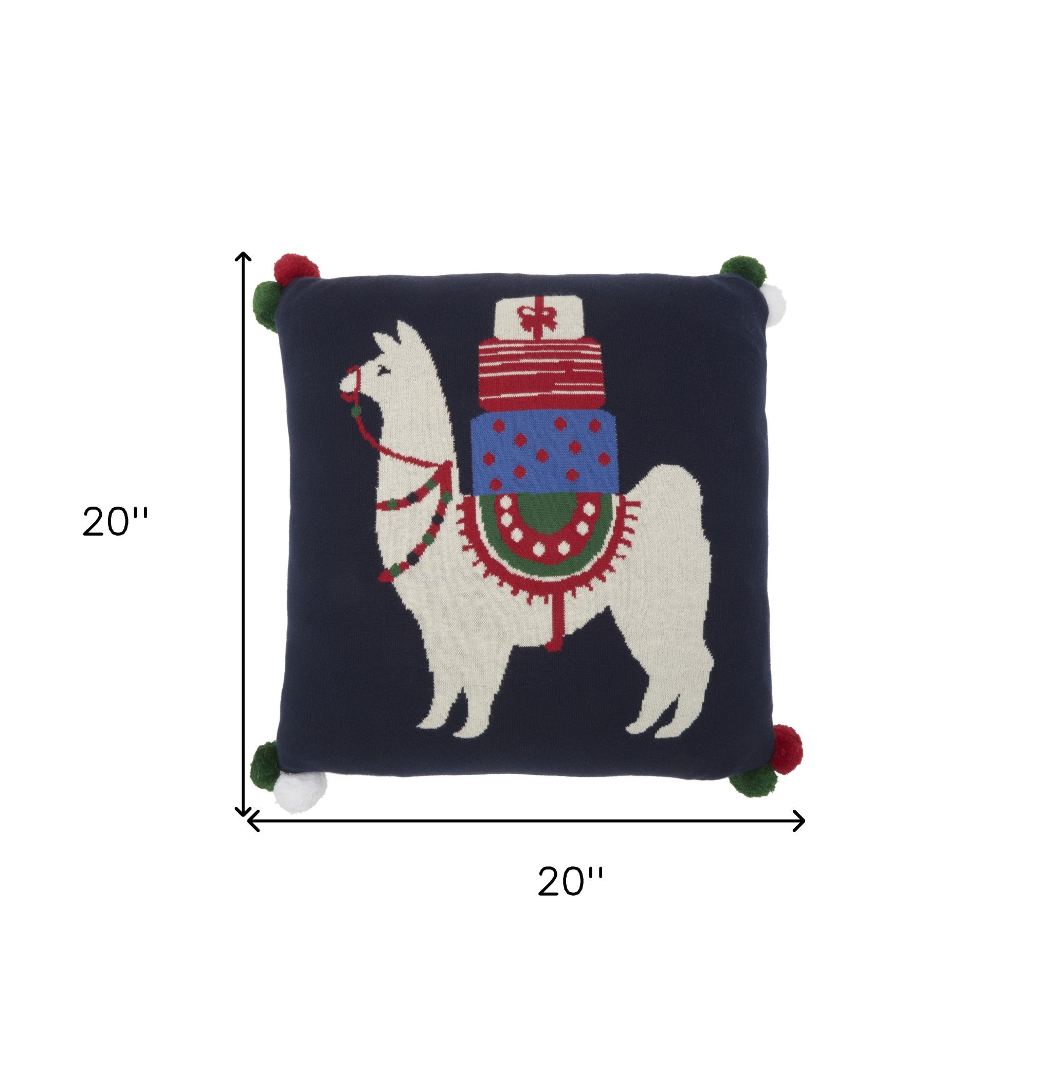 20 英寸 X 20 英寸黑白紅藍綠拉鍊手工 100% 棉聖誕抱枕