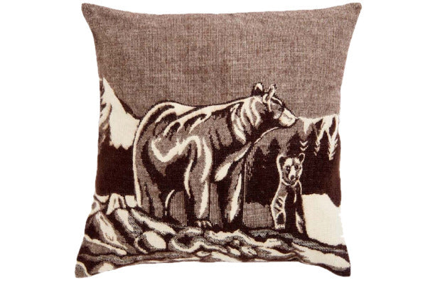 20" X 20" Brown And White Bear Zippered Acrylic Throw Pillow Cover