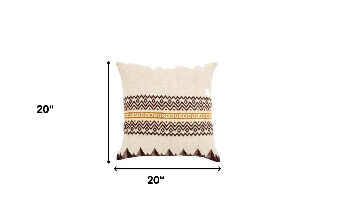 20" X 20" Brown And White Bear Zippered Acrylic Throw Pillow Cover