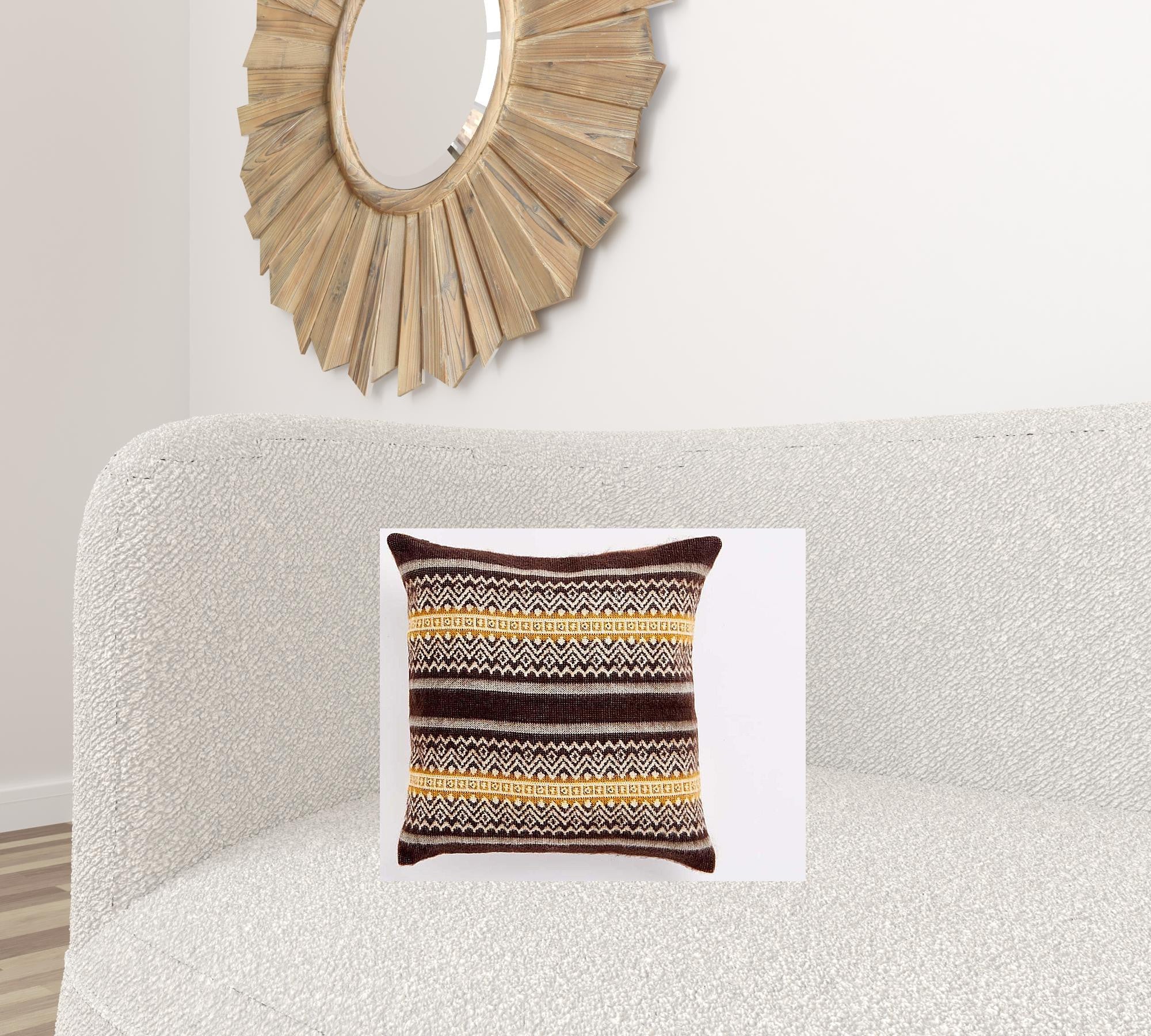 16" X 16" Brown And White Reindeer Zippered Acrylic Throw Pillow Cover